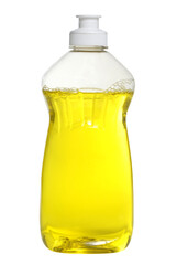 Yellow Dishwashing Detergent Bottle isolated on White background