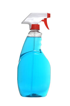 Blue Household glass Cleaner Spray Bottle isolated on White background