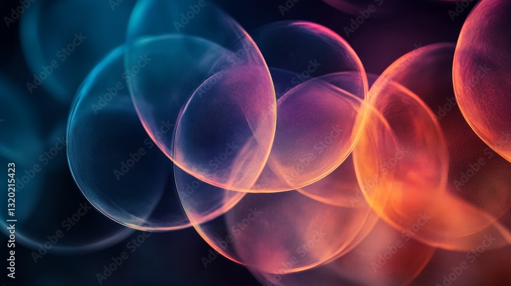 Poster illuminated overlapping translucent shapes featuring beautiful color gradients