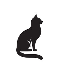 black cat silhouette with editable strokes and shape