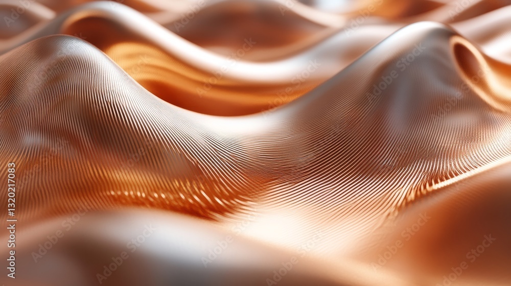 Poster abstract metallic surface with flowing curved and ridged textures