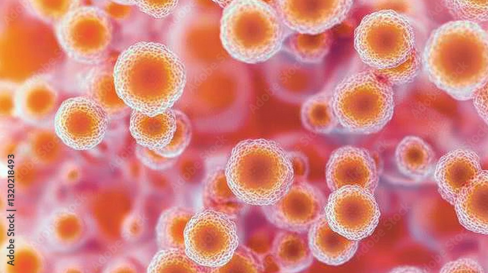 Aufkleber colorful microorganisms under microscope view in abstract design