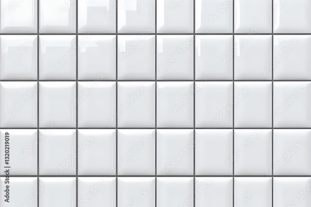 Aufkleber glossy white square tiles seamless texture: a 3d rendered abstract background for design projects