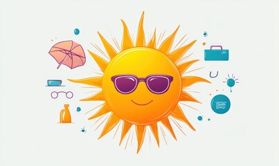 UV Protection Awareness Month July Sunshine Summer Safety Campaign Illustration