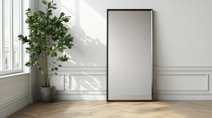 31.Large Mirror Near White Wall in Room