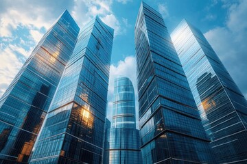 Obraz premium Modern Skyscrapers in Moscow City District on a Sunny Day in Russia