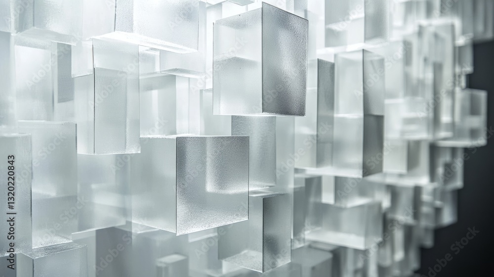 Poster abstract composition of translucent rectangular shapes suspended in air