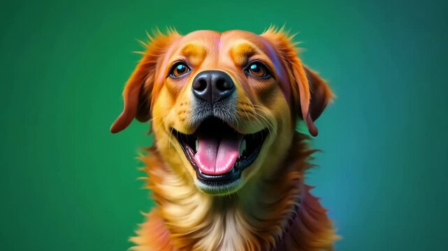 Dog with Open Mouth Isolated on Green Screen Background for Visual Effects