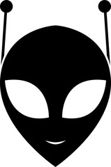 Alien Head raster icon. Style is flat black symbol, rounded angles, white background.