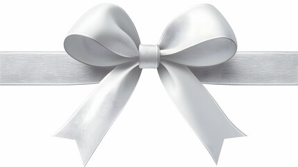 3D Render of a Silver Ribbon Bow, Elegant and Smooth, Tied in a Classic Style, Perfect for Festive Occasions or as a Decorative Element, Isolated on White Background.
