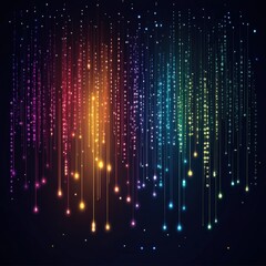 Obraz premium Rainbow light streaks, dark background, digital art, website banner