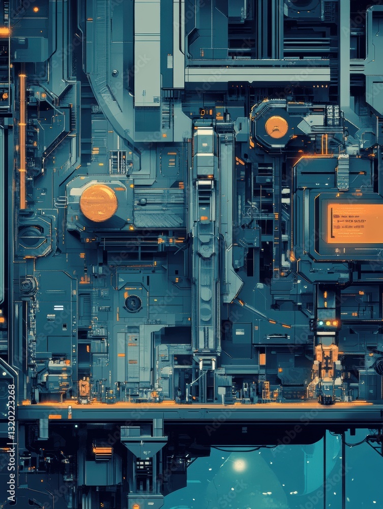 Poster automation revolutionizes production in a high tech factory space with advanced robotic machines and