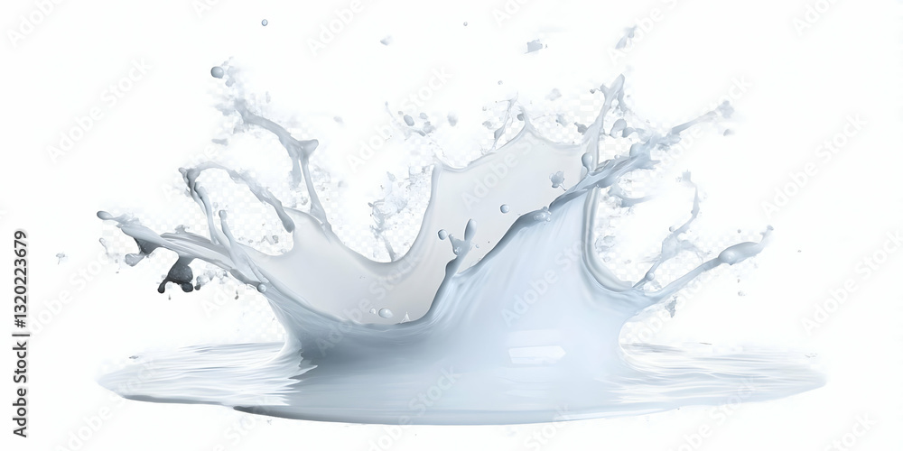 Aufkleber 3D Render of a Liquid Splash: White Fluid Exploding Dynamically, Creating an Abstract Background Image