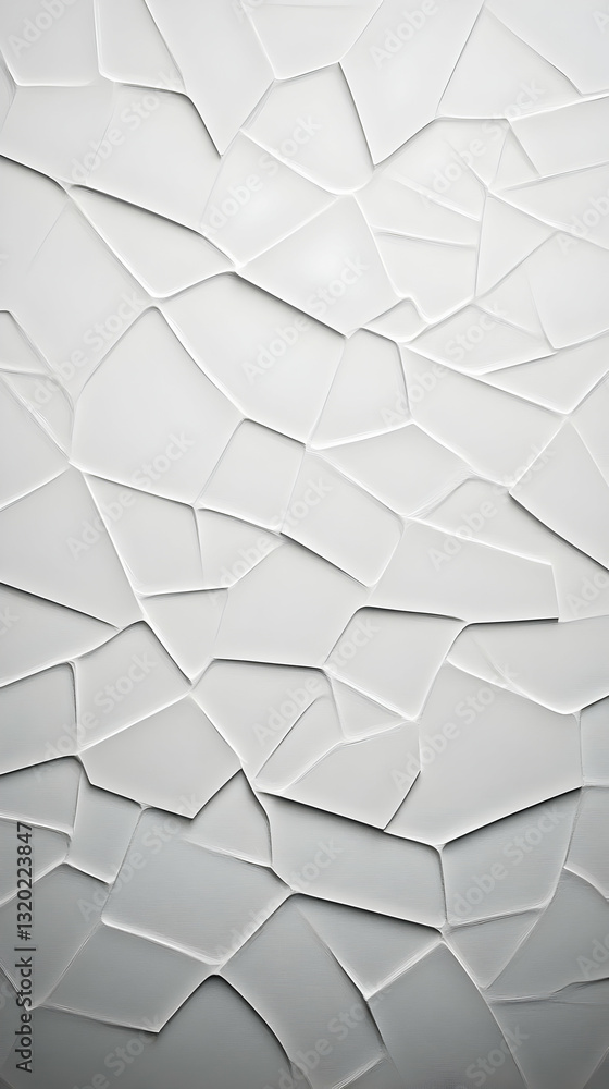 Poster abstract cracked surface: a 3d rendered white geometric background with irregular polygonal shapes a