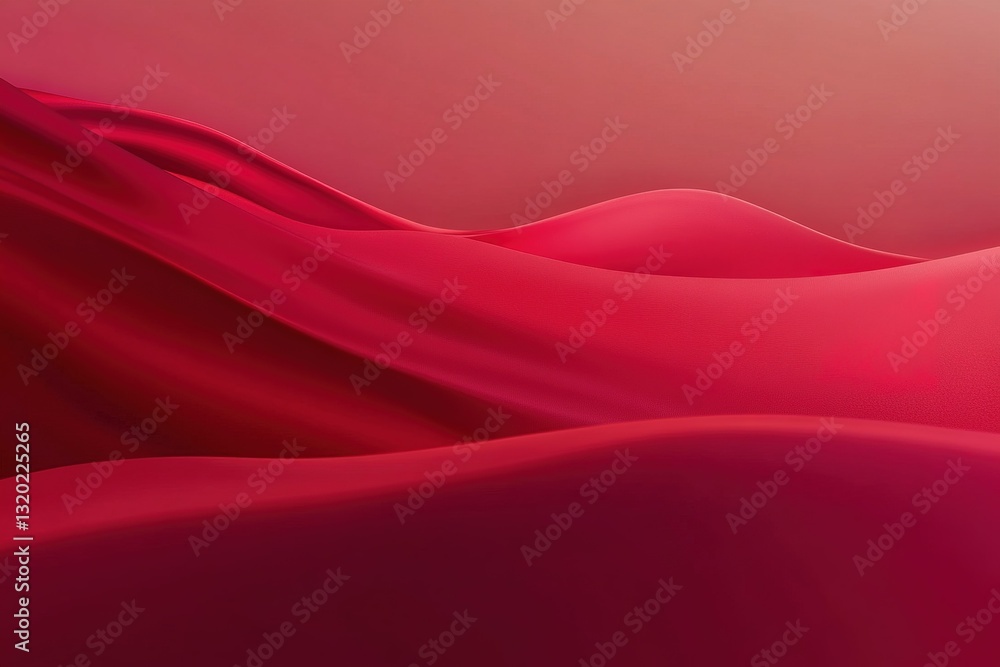 Poster abstract flowing red fabric with smooth curves and soft lighting in a minimalist style