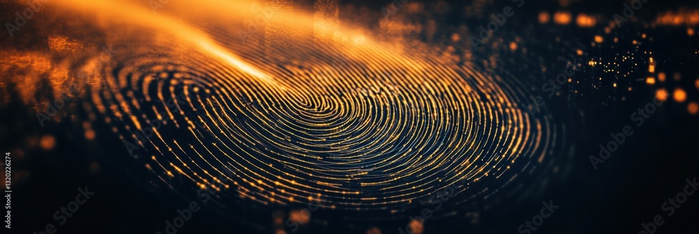 Poster Digital fingerprint graphic featuring cyber lines on dark background with ample space for text and designed using rule of thirds and golden ratio techniques
