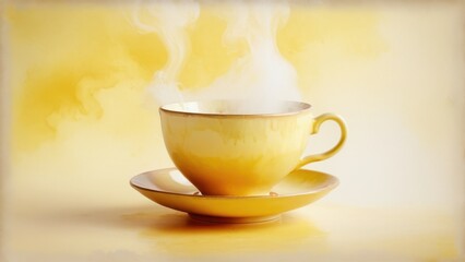 Fototapeta premium a steaming cup of yellow tea radiating warmth and comfort