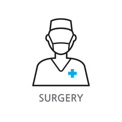 4.SURGERY.eps. Surgeon. Surgeon icon. Surgeon, surgeon linear illustration icon on white background. EPS, PNG, JPG