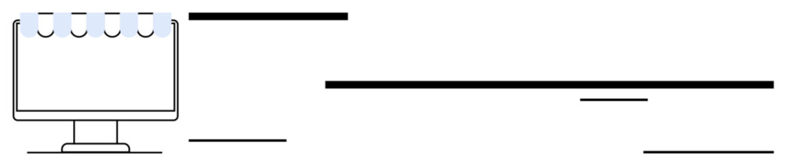 Computer monitor displaying four browser tabs with an emphasis on simplicity and organization. Ideal for productivity, focus, technology, online work, digital organization, workflow, minimalism. Flat