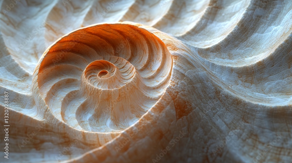 Poster close up view of a textured seashell spiral design