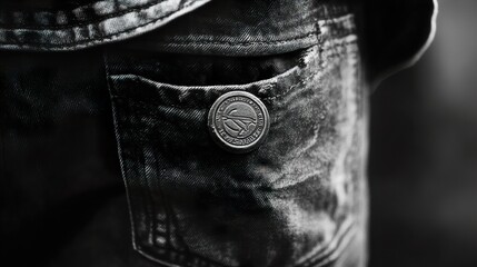 Black Denim Pocket Detail: Close-up of Jeans Texture