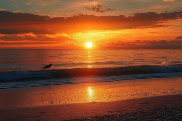Obraz premium Serene Sunset at Tranquil Baltic Beach with Wooden Breakwaters and Gentle Waves in Zelenogradsk Russia