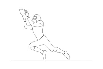 Professional football player catching the ball continuous line drawing. Vector illustration.