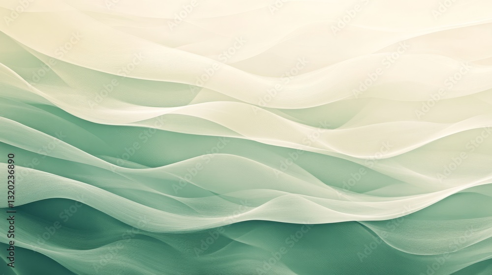 Poster abstract flowing layers in shades of green and white create design