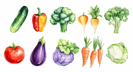 Fototapeta premium Vibrant Garden Harvest: A collection of fresh, colorful vegetables artfully arranged, each element meticulously rendered, showcasing the natural beauty of a garden's bounty.