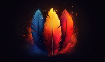 Native American Heritage Month Celebration Vibrant Feathers Autumn Colors November Art