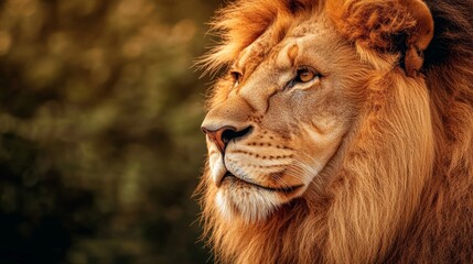 Fototapeta premium majestic mane of the golden lion, generative ai