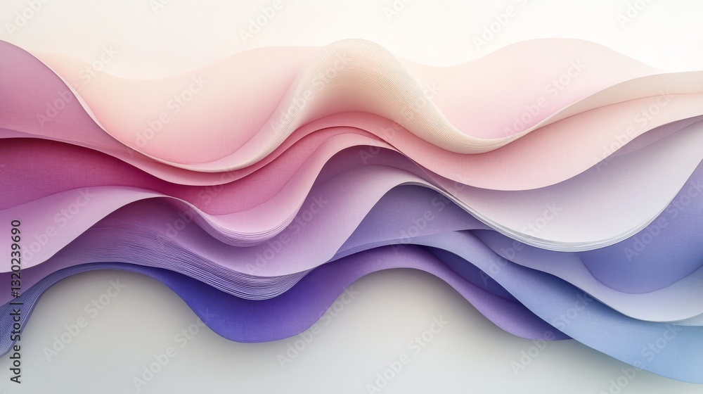 Poster beautiful layered sheets of colored paper creating wavy abstract patterns