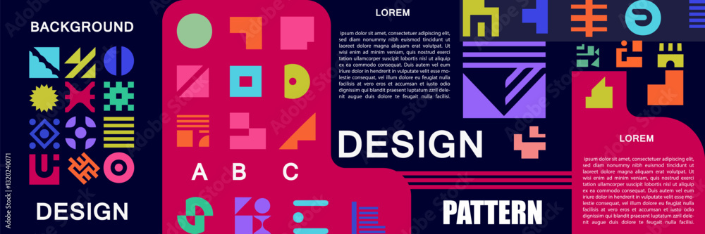Poster bold abstract pattern with geometric shapes with vivid colors. modern vector background for posters,