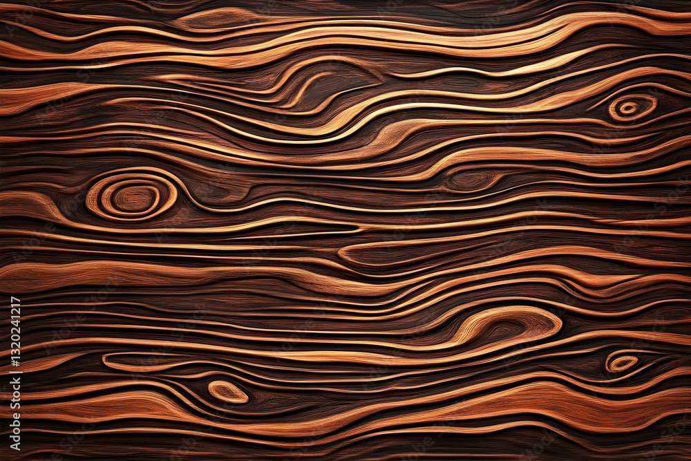 Poster abstract 3d render of swirling brown wood grain texture background image