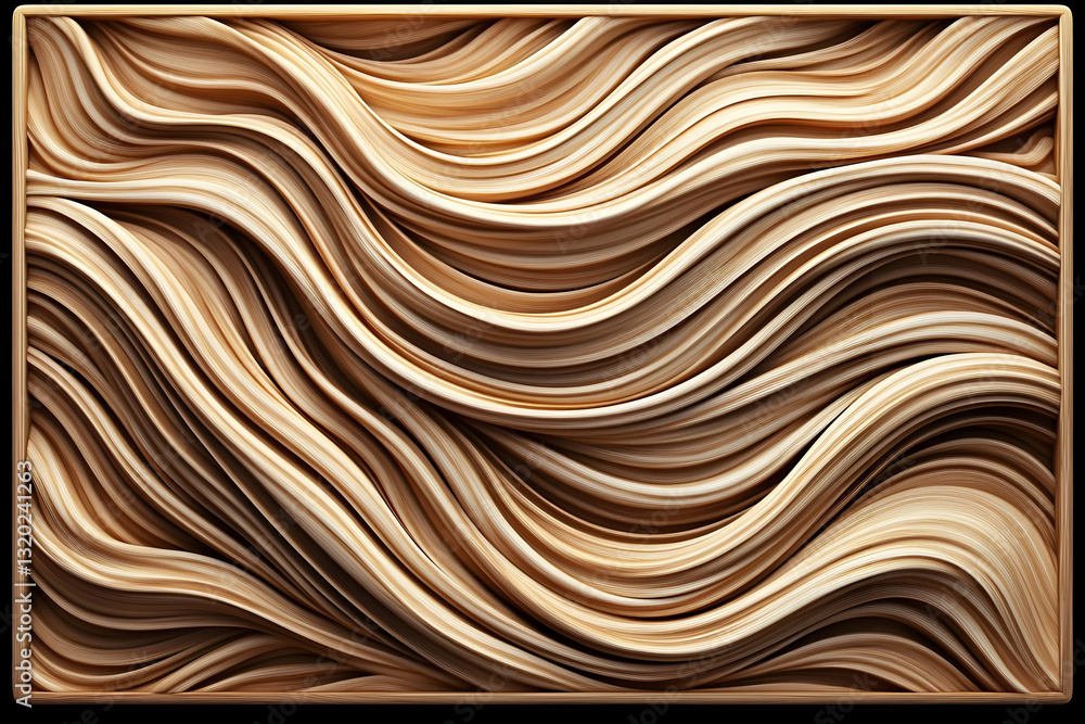 Poster abstract 3d render of beige and brown swirling waves, creating a textured background image