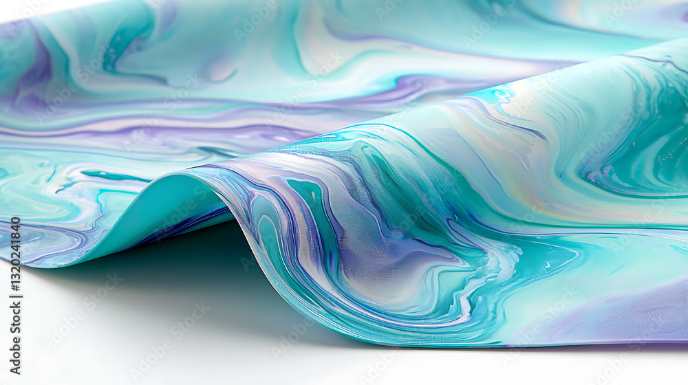 Aufkleber flowing turquoise marble pattern studio setting textile close-up calm atmosphere artistic view abstr