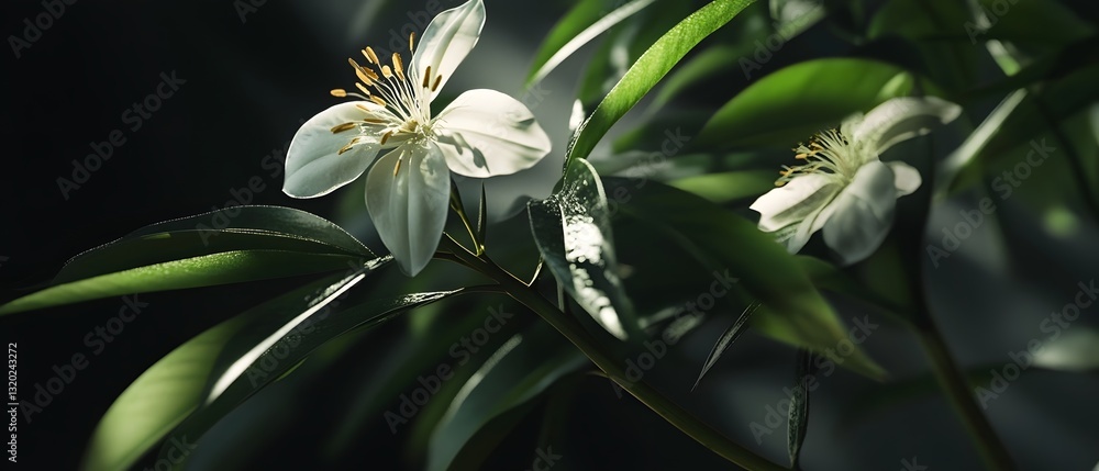 Poster a captivating close up image of a vibrant delicate flower capturing the intricate details and textur
