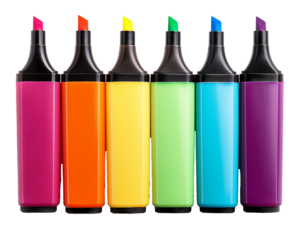 Set of colorful highlighter markers, isolated on white background