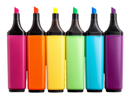 Set of colorful highlighter markers, isolated on white background