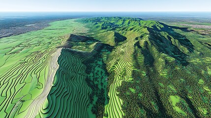 Aerial View of a Lush Green Mountainous Landscape on Earth