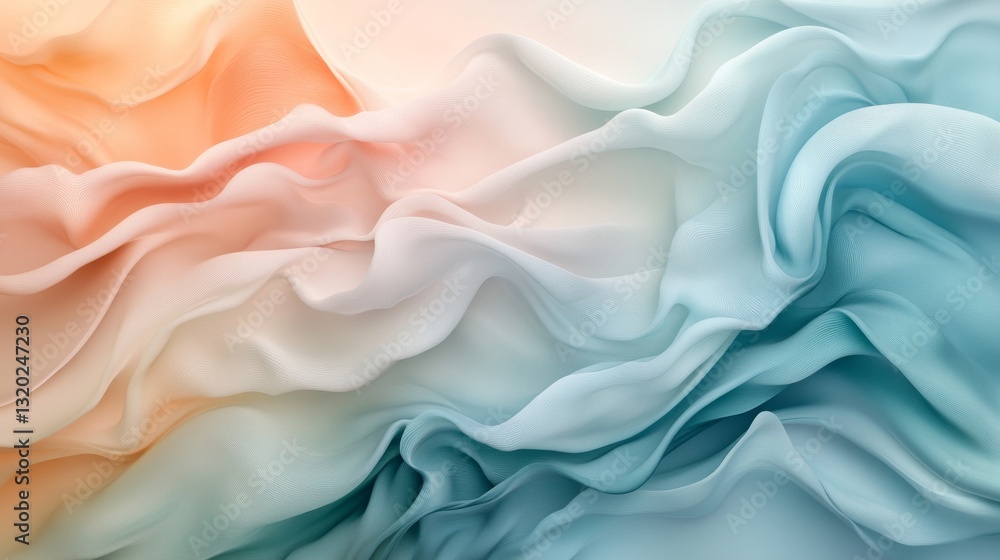 Poster abstract image of flowing fabric with gradient color variations