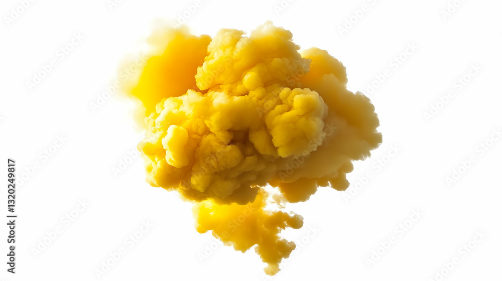 Poster abstract yellow ink cloud explodes in water, creating a vibrant, textured background for design proj