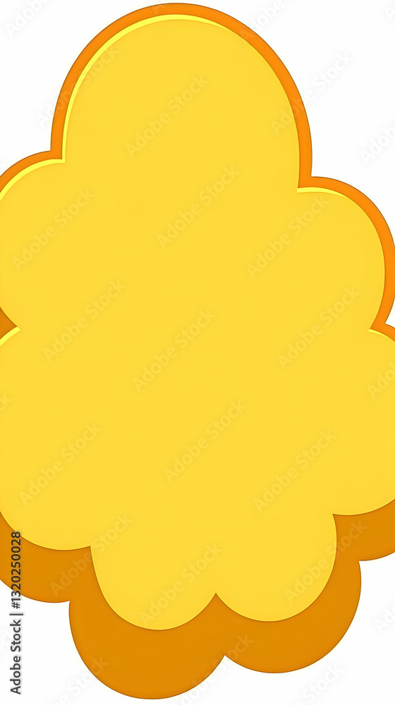 Poster 3d render of an abstract yellow and orange cloud shape, ideal as a background or decorative element 