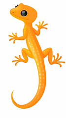 Fototapeta premium Illustration of an Orange Gecko Climbing, Displaying Vibrant Colors and Detailed Texture, Against a White Background.