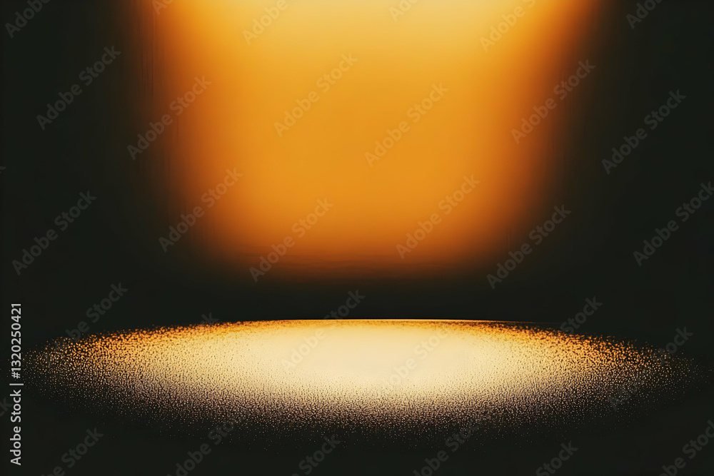 Poster abstract 3d orange background: glowing golden texture illuminates dark surface, creating a dramatic 