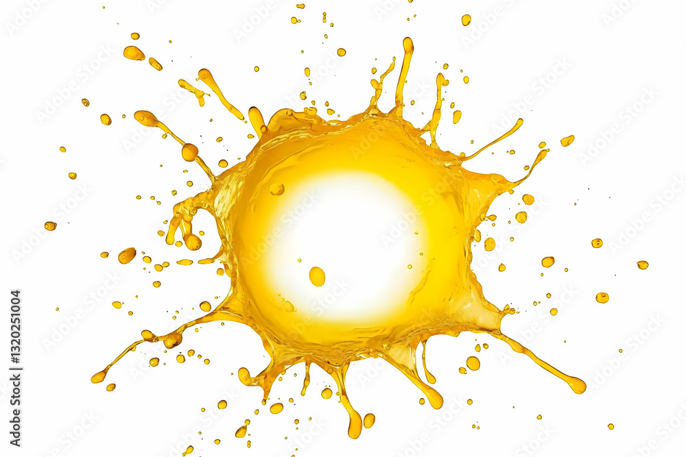 Aufkleber vibrant yellow liquid creates a dynamic splash with isolated background, illustrating a 3d render of