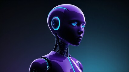 Futuristic Female Humanoid Robot with Neon Blue Cybernetic modern Design