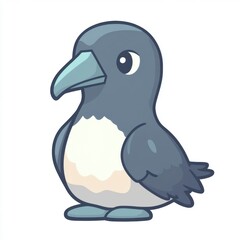 Cute Cartoon Albatross Character with Gray Head and Body Features