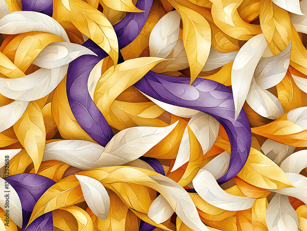 Poster vibrant leaf patterns abstract art digital design colorful environment top-down view nature inspirat