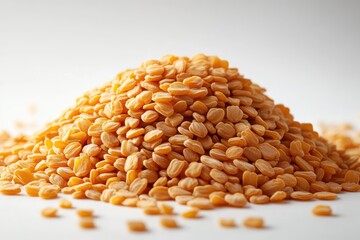 Golden Fenugreek Seeds Isolated on White Background Hyperrealistic Photography